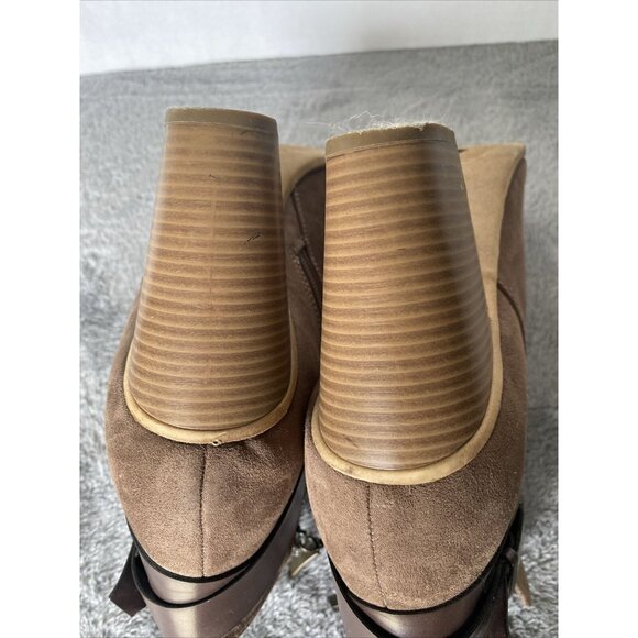 Limelight Brown Jena Faux Leather Booties size 11 3" heel Business office casual - Picture 9 of 14